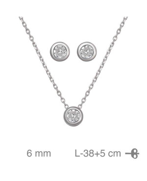 Conjunto Chatón con Circonita en Plata de Ley