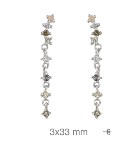 Pendientes con Circonitas y Olivinas en Plata Ley