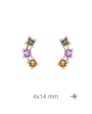 Pendientes con Circonitas de Colores y Olivinas en Plata Ley
