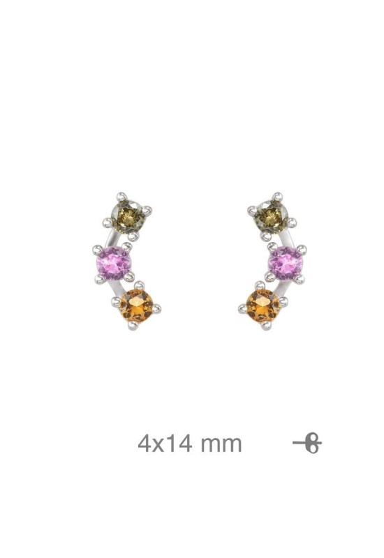 Pendientes con Circonitas de Colores y Olivinas en Plata Ley