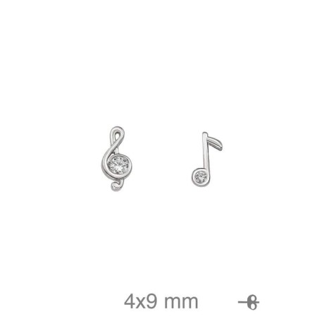 Pendientes Clave de Sol y Nota con Circonitas en Plata Ley