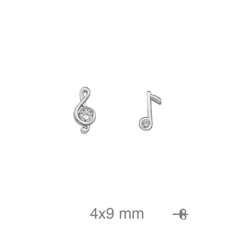 Pendientes Clave de Sol y Nota con Circonitas en Plata Ley