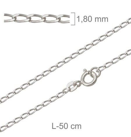 Cadena 50cm Plata Ley con Protección