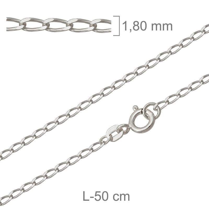 Cadena 50cm Plata Ley con Protección