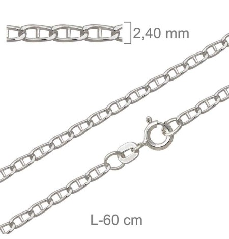 Cadena Ancla 60cm Plata Ley con Protección