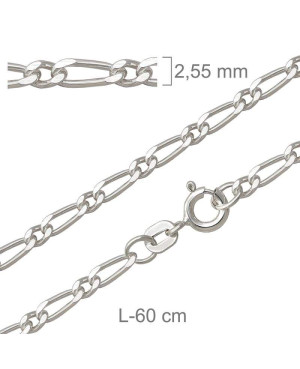 Cadena Barbada 60cm Plata Ley con Protección