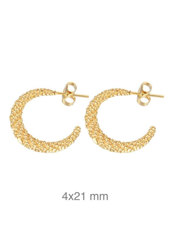 Pendientes Aro Acero con Baño de Oro Cierre Presión