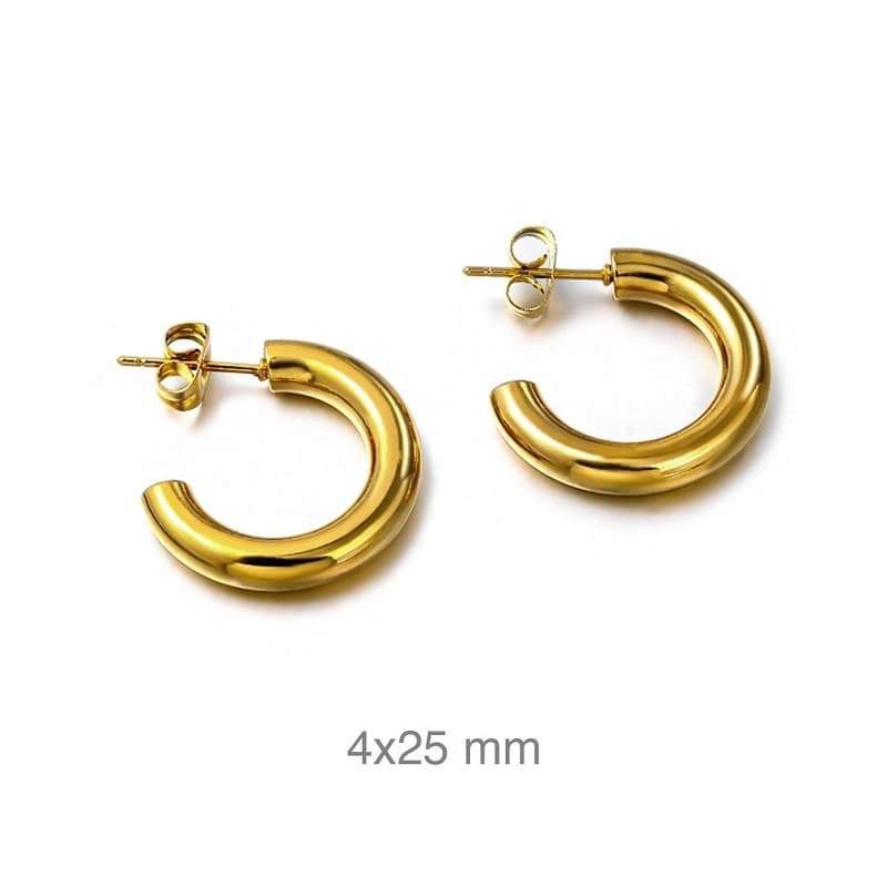 Pendientes Aro Acero con Baño de Oro Cierre Presión