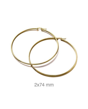 Pendientes Aro Acero con Baño de Oro