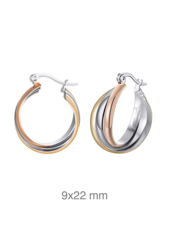 Pendientes Aro en Acero Tricolor