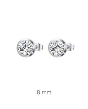 Pendientes Acero y Circonitas con Cierre Presión