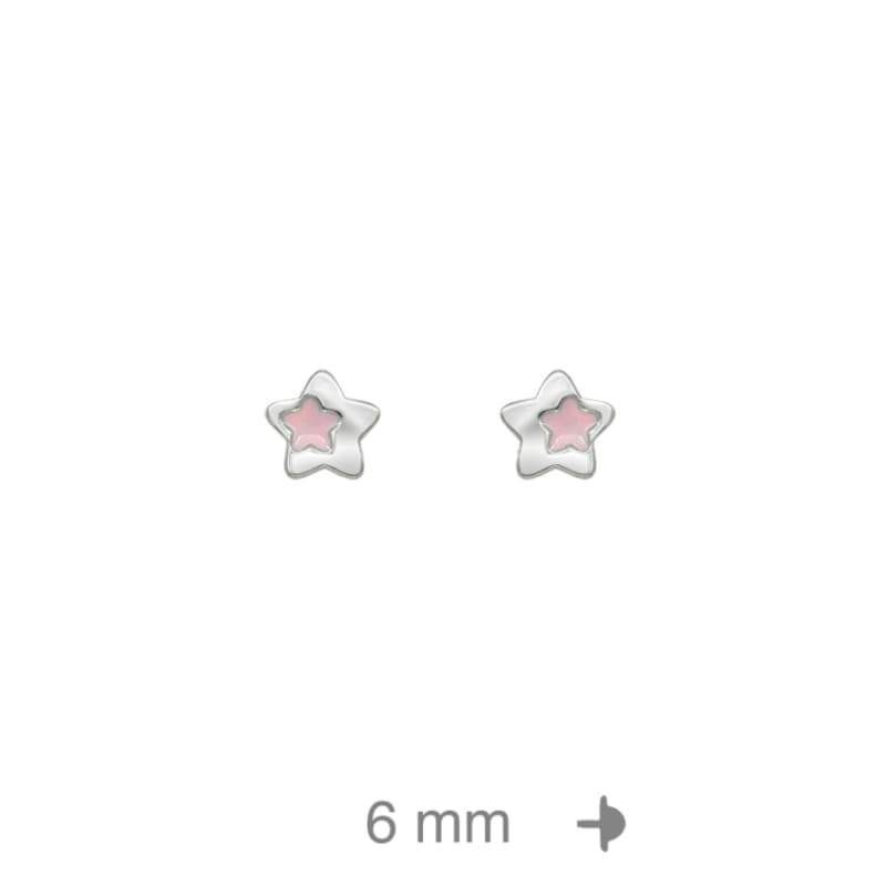 Pendientes Estrella Rosa Rosca Plata Ley