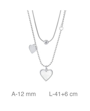 Cadena doble con Bola y Corazones de Nácar en Acero