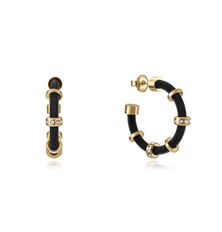 Pendientes Viceroy Chic de Acero Dorado y Negro con Circonitas