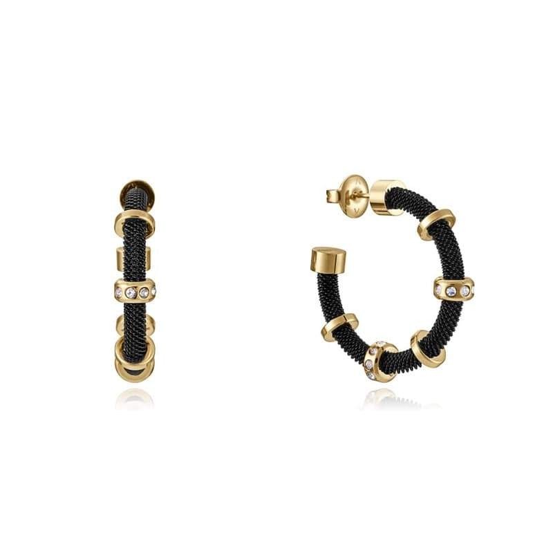 Pendientes Viceroy Chic de Acero Dorado y Negro con Circonitas