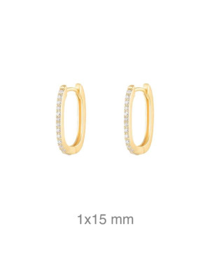 Pendientes Aros con Circonitas en Plata Ley Bañada en Oro