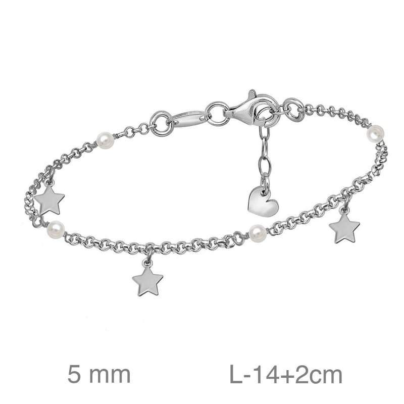 Pulsera de Estrellas y Perlas en Plata Ley