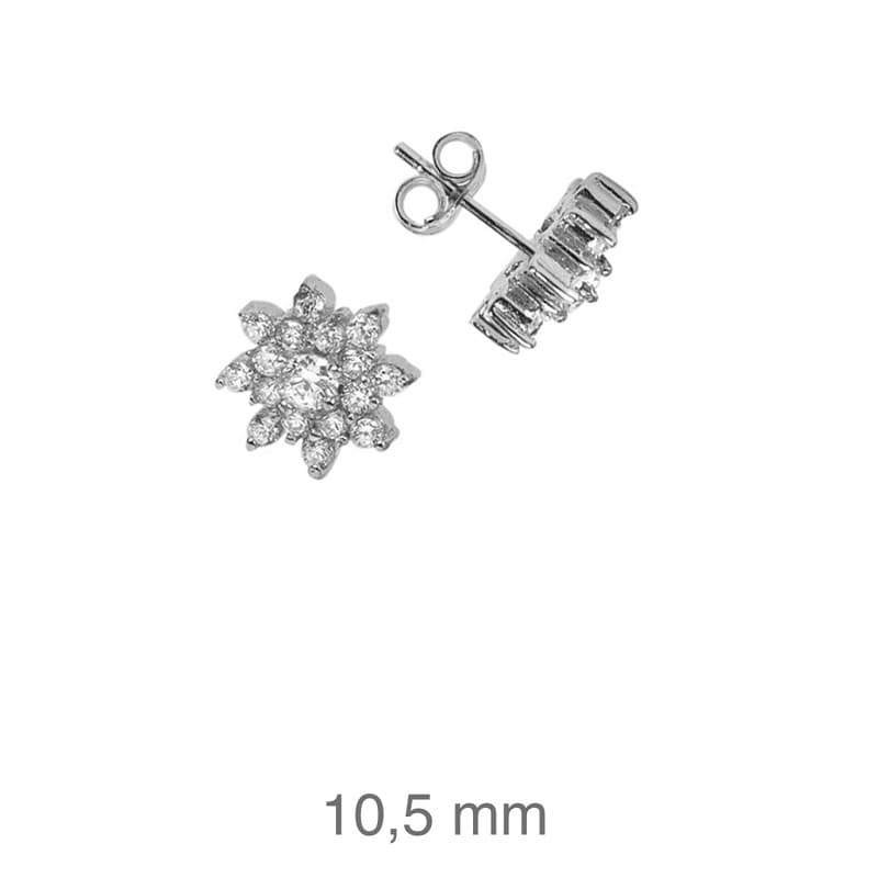 Pendientes Rosetón con Circonitas de Plata Ley