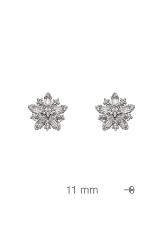 Pendientes Rosetón con Circonitas de Plata Ley