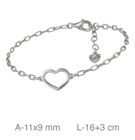 Pulsera de Corazón en Plata Ley