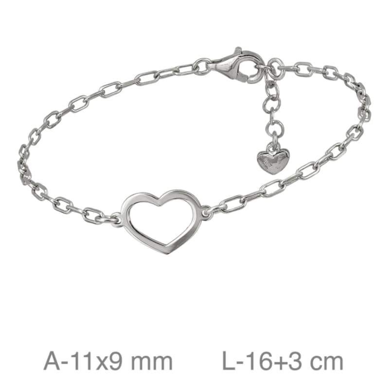 Pulsera de Corazón en Plata Ley