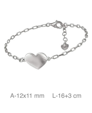 Pulsera de Corazon en Plata Ley