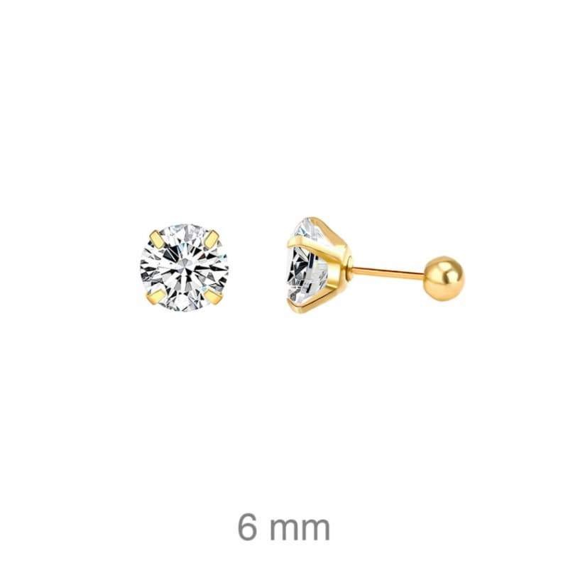 Pendientes Circonita de Acero Dorado