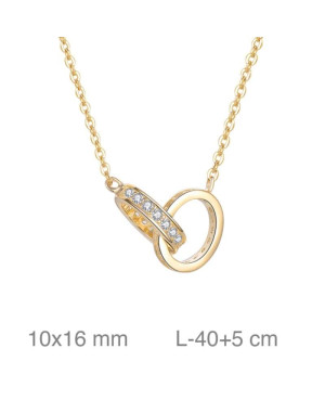 Collar de Alianzas con Circonitas de Plata Bañada en Oro