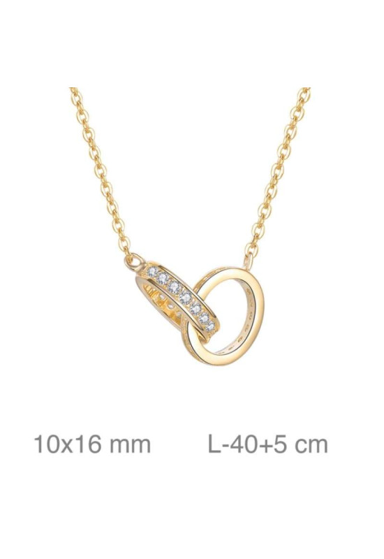 Collar de Alianzas con Circonitas de Plata Bañada en Oro