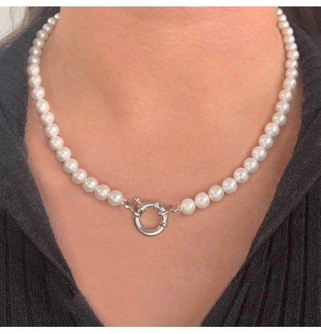 Collar Perlas Shell de 6mm Largo 45cm y Cierre de Plata Ley