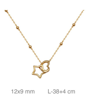 Collar con Corazón y Estrella entrelazados de Plata