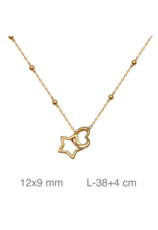 Collar con Corazón y Estrella entrelazados de Plata