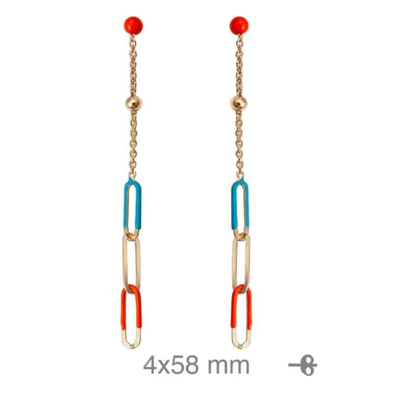 Pendientes de Eslabones Esmaltados en Colores de Plata