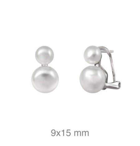 Pendientes Omega de Perla en Plata Ley