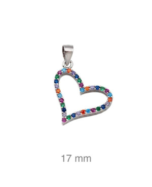 Colgante Corazón con Circonitas Multicolores en Plata Ley