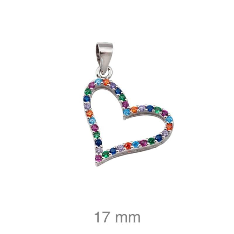 Colgante Corazón con Circonitas Multicolores en Plata Ley