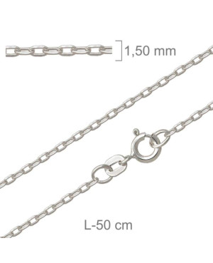 Cadena Forzada y Lapidada de 50cm en Plata