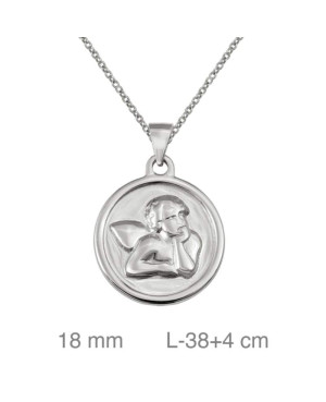 Medalla y Cadena del Ángel de la guarda en Plata Ley