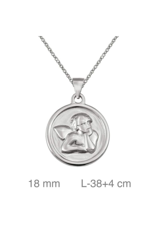 Medalla y Cadena del Ángel de la guarda en Plata Ley