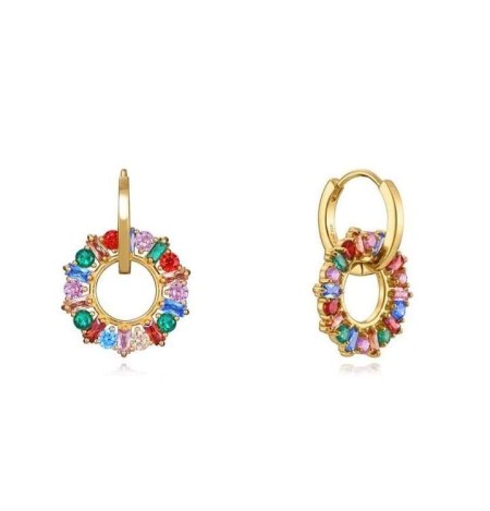 Pendientes Viceroy Elegant de Plata Ley Bañada en Oro y Ciconitas Multicolores