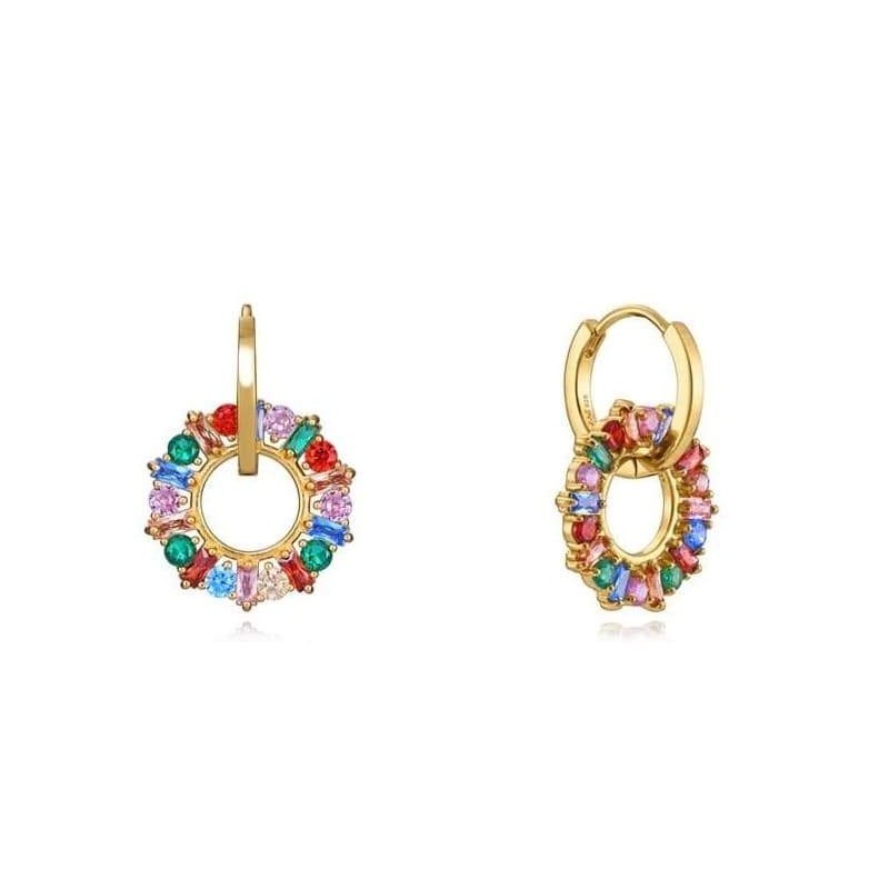 Pendientes Viceroy Elegant de Plata Ley Bañada en Oro y Ciconitas Multicolores