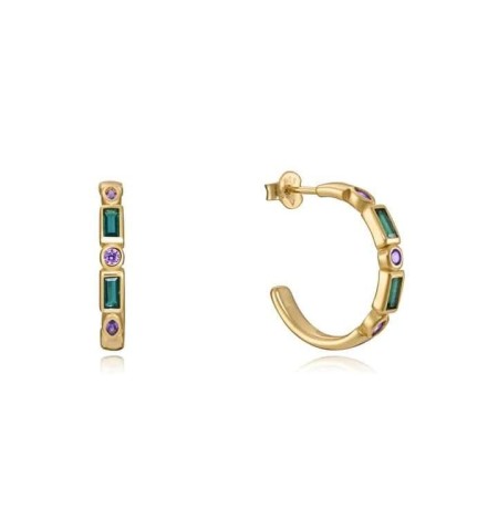 Pendientes Viceroy Elegant de Plata Ley Bañada en Oro y Ciconitas Verdes y Violetas