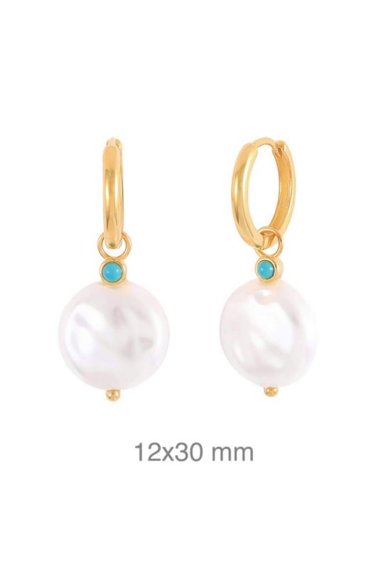 Pendientes Aros con Perla en Plata Ley Bañada en Oro