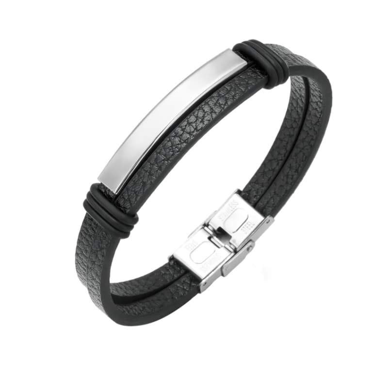 Pulsera de Acero y  Piel