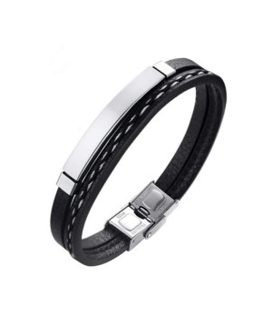 Pulsera de Acero y  Piel