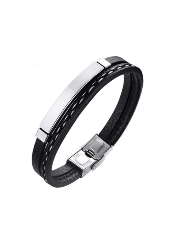 Pulsera de Acero y  Piel