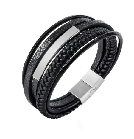 Pulsera de Acero y  Piel