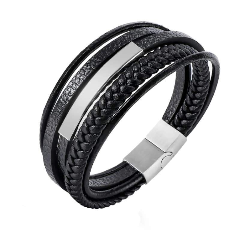 Pulsera de Acero y  Piel