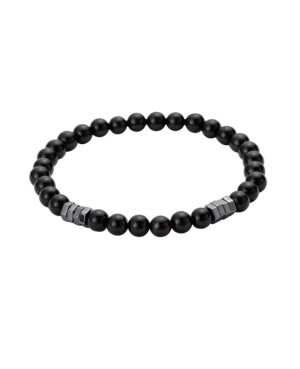 Pulsera de Acero y  Piedras Negras