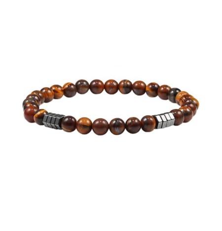 Pulsera de Acero y  Piedras Ojo de Tigre